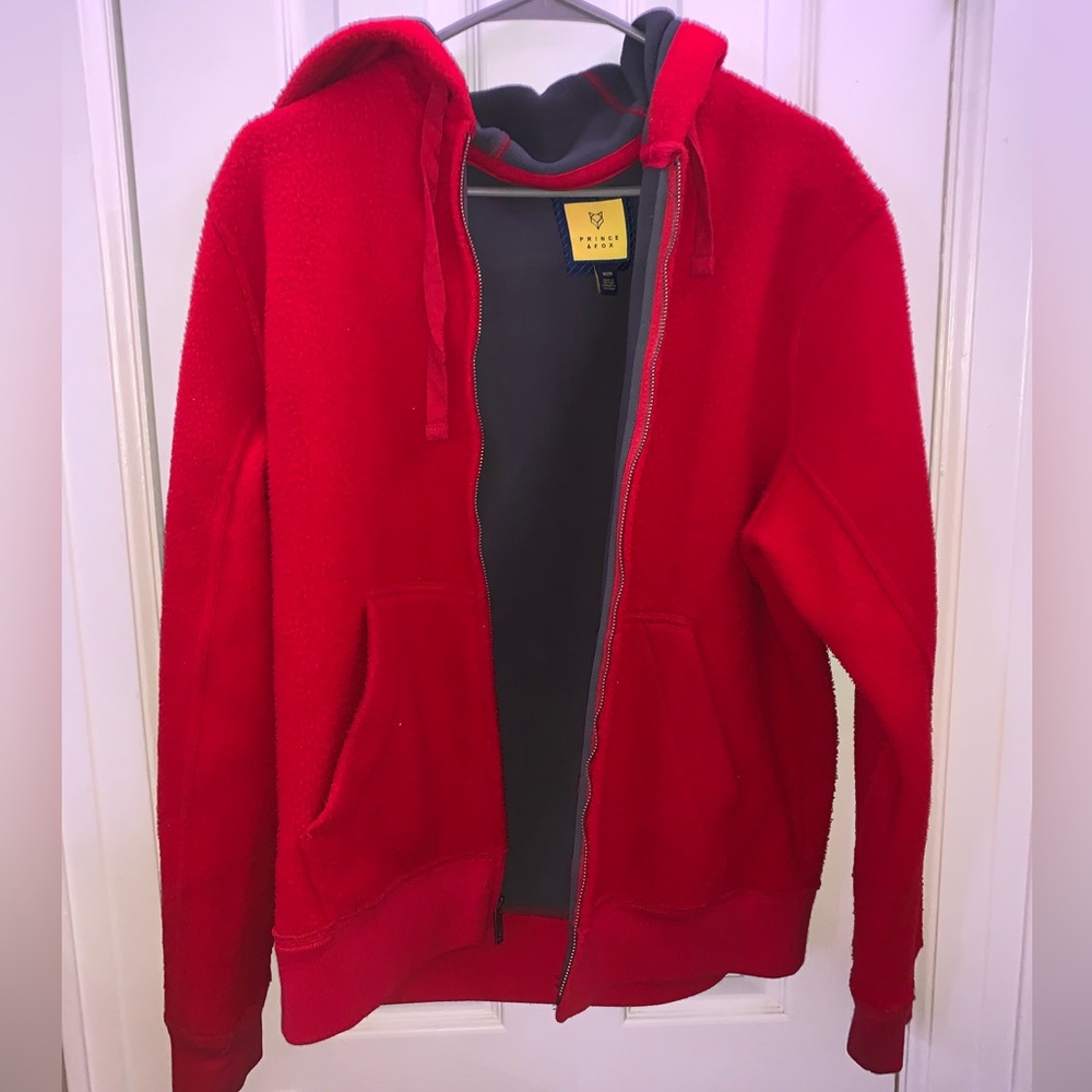 Prince and Fox Red Full Zipper Sweater
